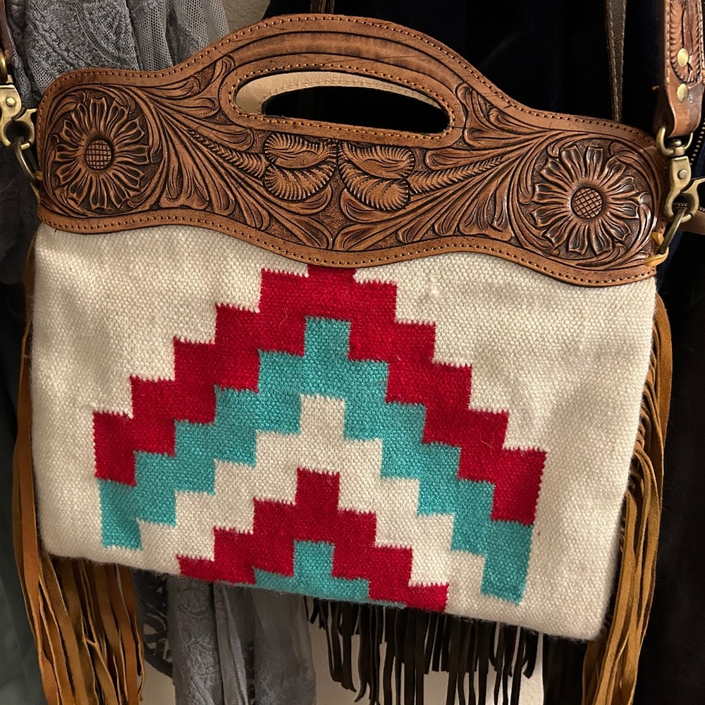 American Darling Aztec Fringe Crossbody Purse